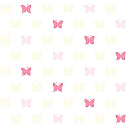 Papel de Parede Infantil Borboletas Branco/Rosa Fofura Baby FF4055- Rolo Fechado com 0,53cm x 10mts
