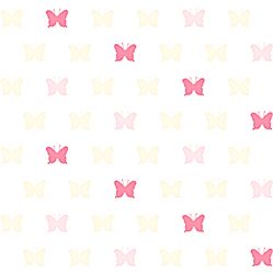 Papel de Parede Infantil Borboletas Branco/Rosa Fofura Baby FF4055- Rolo Fechado com 0,53cm x 10mts