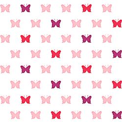 Papel de Parede Infantil Borboletas Marfim/Rosa Fofura Baby FF4056- Rolo Fechado com 0,53cm x 10mts