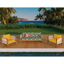 Tecido Imperméavel Para Sofá e Estofado Acquablock  200 Hibisco 23933/01 - Largura 1,40m