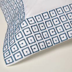 Jogo de cama Casal Bordado The 325 Kent Azul 300 Fios 2,20x2,40 c/ 4 pçs