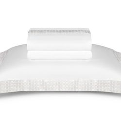 Jogo de cama Casal Bordado The 325 Kent Bege 300 Fios 2,40x2,40 c/ 4 pçs
