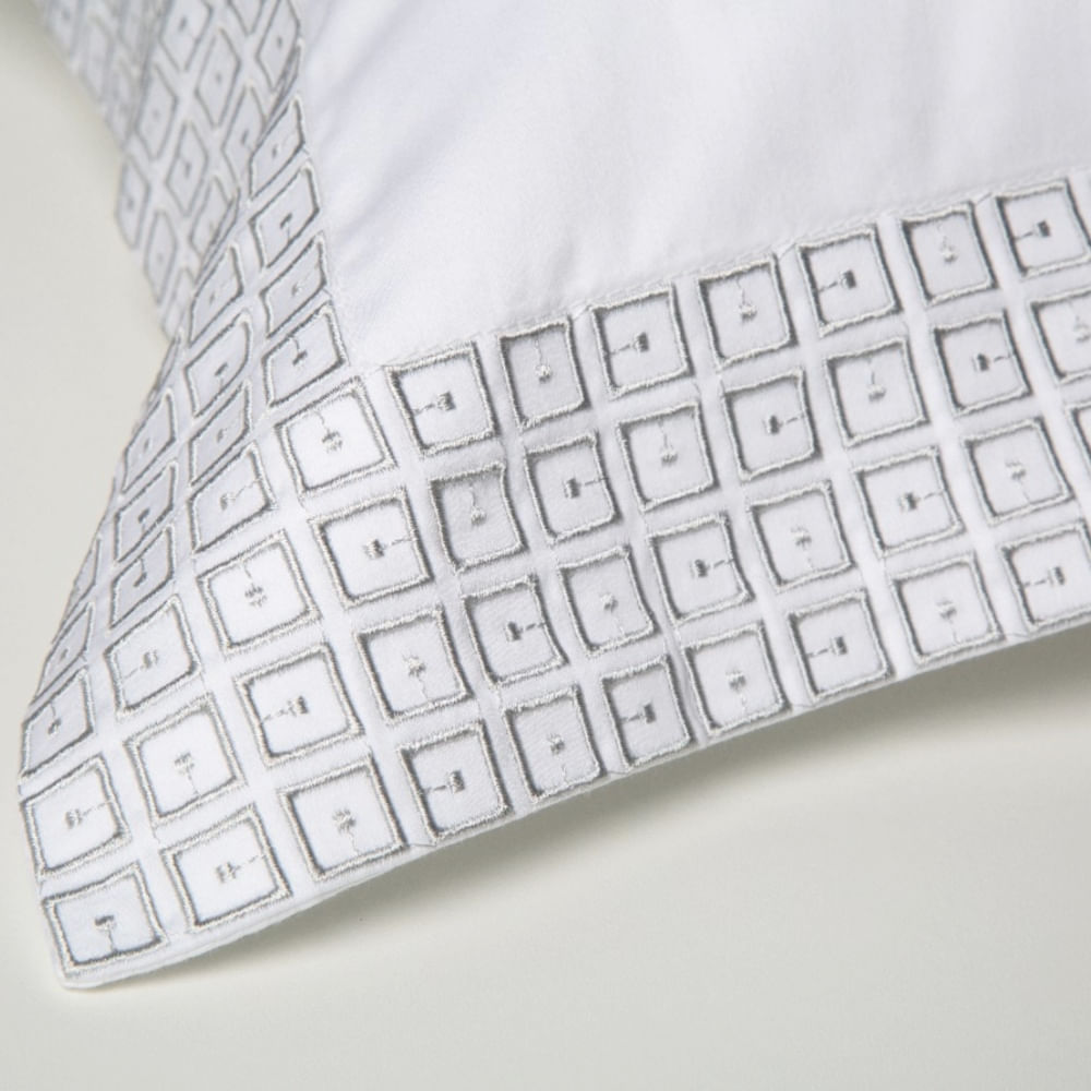 Jogo de cama Queen Bordado The 325 Kent Cinza 300 Fios 2 Jogo de cama Queen Bordado The 325 Kent Cinza 300 Fios 2