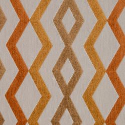 Tecido para Sofá e Estofado Origens 24 Chenille Geométrico Terracota e Dourado - Largura 1,40m