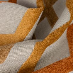 Tecido para Sofá e Estofado Origens 24 Chenille Geométrico Terracota e Dourado - Largura 1,40m