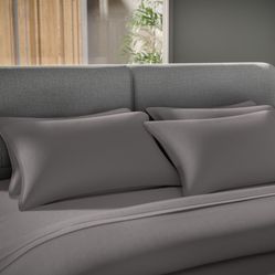 Jogo de Cama King The Trim Percal 300 Fios - Cinza