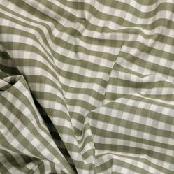 Tecido Para Sofá e Estofado Valência 113 Xadrez Mini - Verde E Cru - Largura 1,40m