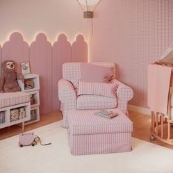 Tecido Para Sofá e Estofado Valência 118 Xadrez Mini - Rosa E Cru - Largura 1,40m