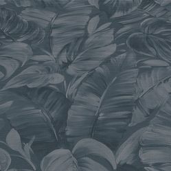 Papel de Parede Reno Folhas Azul - Rolo Fechado de 0,53cm x 10mts