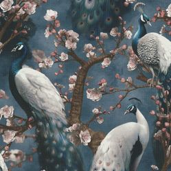 Papel de Parede Reno Pavão Azul - Rolo Fechado de 0,53cm x 10mts