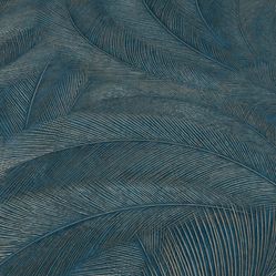 Papel de Parede Bavária Folhas Azul Petróleo - Rolo Fechado de 0,53cm x 10mts