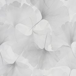 Papel de Parede Bavária Folhas Off White Cinza - Rolo Fechado de 0,53cm x 10mts