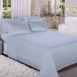 Jogo de Cama Solteiro Tresor 200 Fios Azul - Estamparia