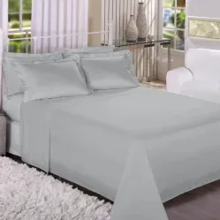 Jogo de Cama Solteiro Tresor 200 Fios Cinza - Estamparia