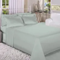 Jogo de Cama Solteiro Tresor 200 Fios Verde - Estamparia