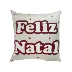 Almofada Feliz Natal Vermelha 45X45 - Decortextil