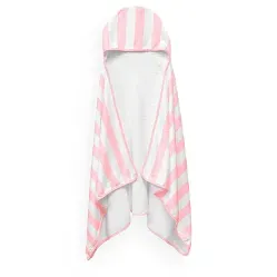 Toalha Infantil com Capuz Power Sec Listrada Rosa 70x140 - Laço Home