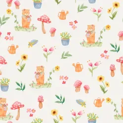 Papel de Parede Bambine Ursinha Jardineira Rosa BA0017