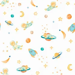 Papel de Parede Bambine Ursinho Astronauta Azul BA0015