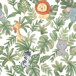 Papel de Parede Bambine Safari Baby Verde BA0004