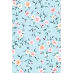 Papel de Parede Bambine Floral Poá Azul BA0035