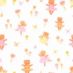 Papel de Parede Bambine Ursinha Bailarina Rosa BA0029