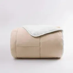 Edredom Bi Color Casal Branco e Bege - Amtex Design