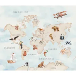 Painel Bambine Mapa Mundi 350X300 BA0050