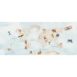 Painel Bambine Mapa Mundi 350X150 BA0049